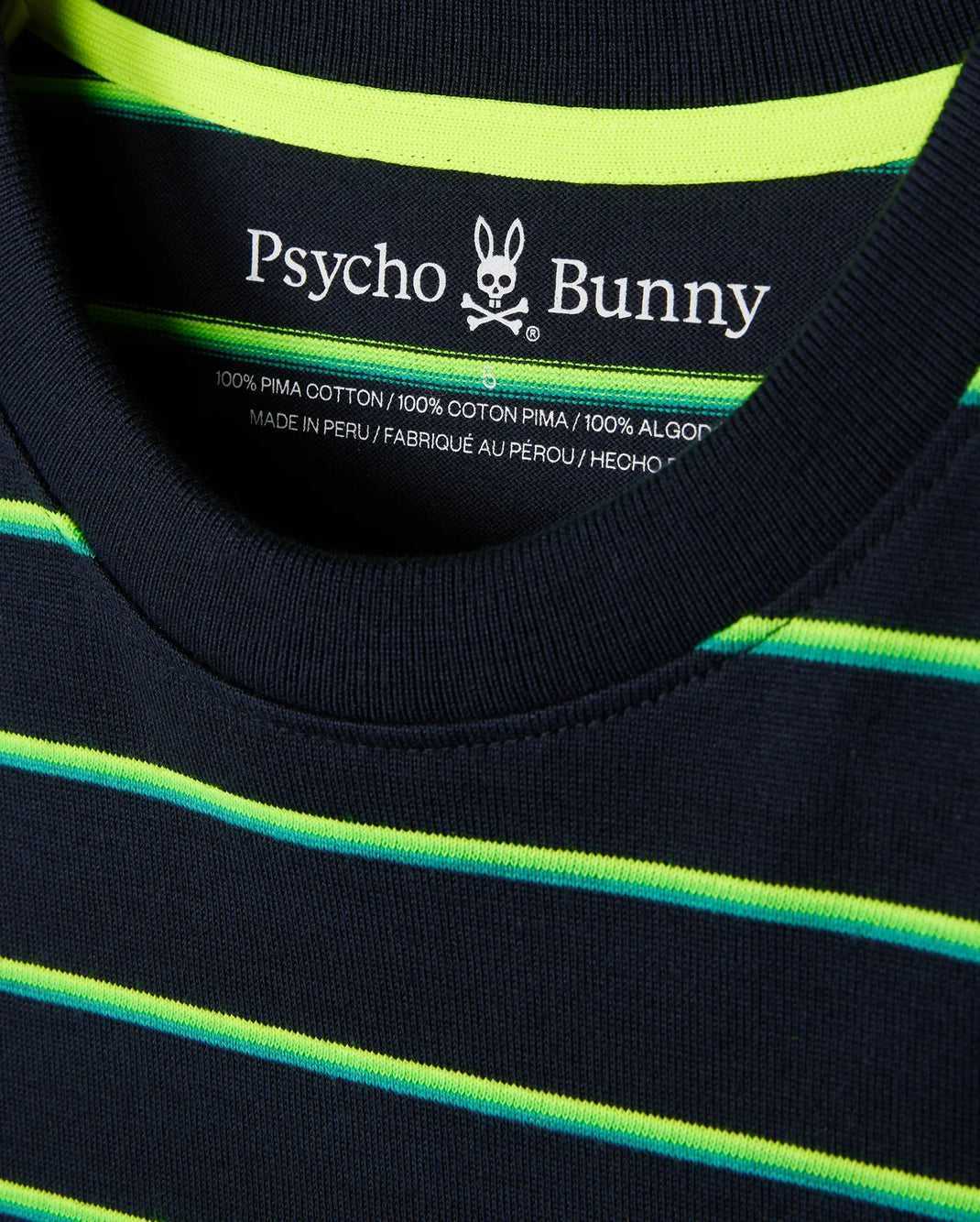 Tees Psycho Bunny Alton Stripe Oversized Tee Bleu Marine Homme | OBI-74700563